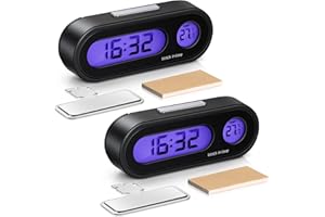 FIADA 2er-Pack Autouhr 2 in 1 Auto Digitaluhr con Thermometer Fahrzeug Dashboard Uhr Mini Digitaluhr für Universelle Autos