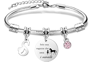 COEROW 26 Lettere Iniziali Braccialetti Di Cavallo"Solo Una Ragazza Che Ama i Cavallo"Braccialetto Di Cavallo Per Le Donne Ragazze