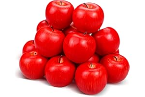 Lorigun 20 Piezas Manzanas Falsas, Frutas Artificiales Manzanas Rojas Falsas para Decoración de Hogar Fiesta de Navidad Manzana para Manualidades, Objeto de Fotografía, Rojo