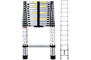 Acrohome 3.8M/12.5Ft Telescopic Ladders Multi-Purpose Aluminium Telescoping Ladders Extension Extend Portable Ladder Foldable Ladder EN131 and CE Standards(3.8M/12.5Ft)