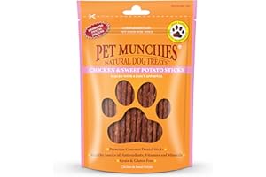 Pet Munchies Chicken and Sweet Potato Dog Treats, Healthy Grain Free Dental Sticks with Natural Real Meat 90g