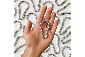 BYOUR3 Ganchos para Cortinas de Sol Exteriores con Anillas de caída Gancho de Acero para Lona Blanca Transparente con Ojales de Acero galvanizado para Cortina de Ducha (mosquetones para Barras, 10 unid.)