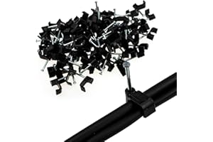 enTie FLAT Black 10mm Cable Clips for RG59 Shotgun Cable CCTV [100 Pack]