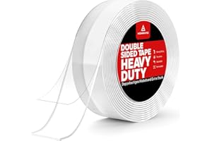 HOMMAND Taśma Dwustronna, Tasma Dwustronna Mocna, Klejąca Przezroczysta, Usuwalna Taśma Klejąca do Ściany/Dywan/Drewno 3 m x 2 cm x 1 mm