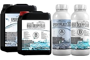 DIPON.DE HIGH PERFORMANCE LIQUIDS & PIGMENTS 2,25 KG Résine époxy EpoxyPlast 3D B50 DEEP POUR, Ultra Diamond Clear, Résistance UV maximale, River Table, Bijoux, Coulage, Apparence limpide, autonivelante, sans bulles, Durcit comme le verre