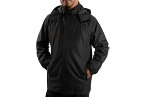 ANAYSN Men's Rain Jacket with Hood Waterproof Lightweight Jacket and Zip Pockets Raincoat for Outdoor Camping Hiking
