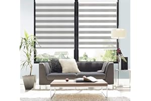 TANZUOER Zebra Roller Blinds Dual Layer Roller Shades Light Filtering Day and Night Blinds, Height 150cm