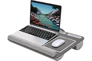 Desire2 Scrivania per computer in legno con cuscini, tavolo ergonomico per casa e ufficio, tavolo portatile e supporto per notebook, accessorio da scrivania per computer con tappetino per mouse