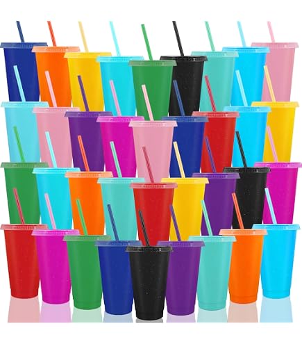 10 Bicchieri In Acciaio Inox Con Coperchio E Cannucce, 470 Ml, Riutilizzabili, Con Maniche Colorate In Silicone, Per Bambini E Feste - 4