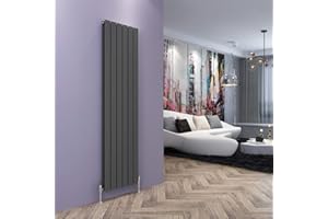 ELEGANT 1800x456mm Vertical Anthracite Column Radiator Double Flat Panel Tall Upright Designer Radiator