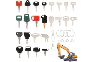 EGYNDIOR Juego de Llaves de Encendido,36PCS Llaves de Contacto de Repuesto de Repuesto Universales con 10 Llaveros, para Caterpillar Hitachi Kobelco Komatsu Kubota para Excavadoras Dumper Tractor Dozer