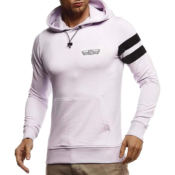 Leif Nelson Herren Kapuzenpullover Slim Fit – Weiß & Schwarz, Aus Baumwolle, Lässiger Streetstyle Hoodie