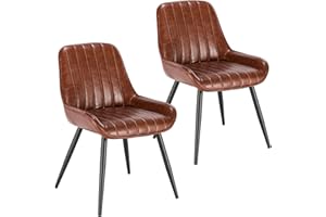 Lestarain 2 sztuki krzesła do jadalni, retro krzesło kuchenne, krzesło do salonu, siedzisko PU, krzesło retro z metalowymi nogami, krzesło dla gości, krzesło do jadalni, salon, kuchnia, brązowy