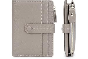HKCLUF Portafoglio Donna Piccolo, RFID Portamonete in Pelle Cerniera Porta Carte di Credito con Tanti Scomparti(A03-Grigio)
