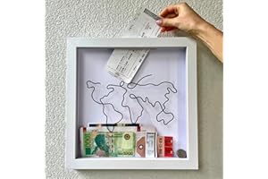 BUNIQ Caja De Archivo De Aventuras, Caja De Memoria De Boletos De Viaje, Exhibición De Caja De Boletos De Recuerdos Navideños, Caja De Dinero con Marco De Fondos, Marco De Recuerdos, Regalo De San Valentín