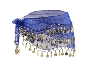 YiLang Ceinture Danse Orientale Femme Fille Foulard Danse du Ventre Belly Dance Soie Foulard à Sequin Écharpe Déguisement