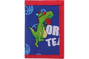 SUNDEE RFID Blocking Wallet for Kids/Slim Cartoon Wallet with Zippered Pocket/Trifold Canvas Outdoor Sports Wallet (Basketball)
