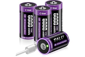 Mspalocell Baby C-batteri Uppladdningsbart LR14-batteri 1,5V 6000mWh Lithium Quick Charge Type-C-batteri med laddningskabel