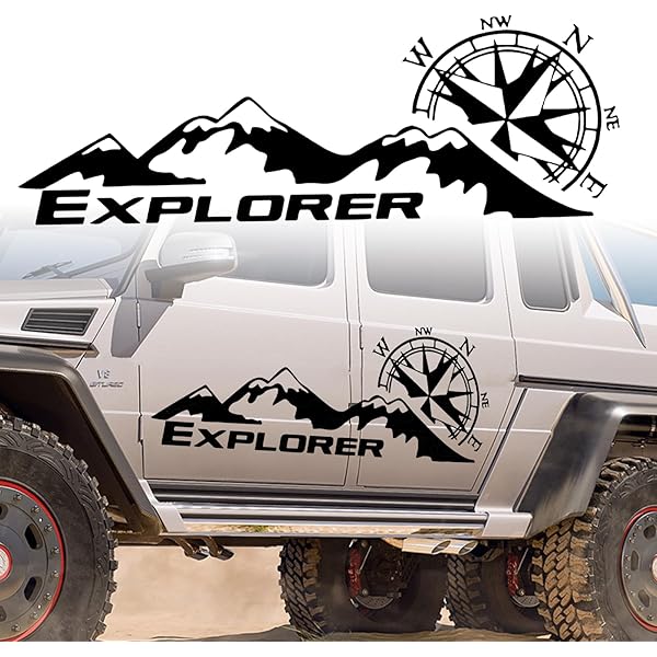 Adesivi Bussola Montagna - 2 Pezzi Nero Per Auto E Moto | Decorazione Stile Avventura - Foto 4