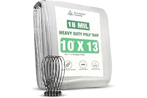 CoverUp! Telone di copertura, 3 x 4 m, 200 g/m², con 12 tenditori, con occhielli, impermeabile, colore: bianco