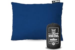 Wise Owl Outfitters Reisekissen (30x40cm) - Outdoor Kopfkissen aus Memory Foam - Camping Kissen - Nackenkissen für Flugzeug, Auto, Zug - Kompaktes Reisekopfkissen - Camping Zubehör (Blau)