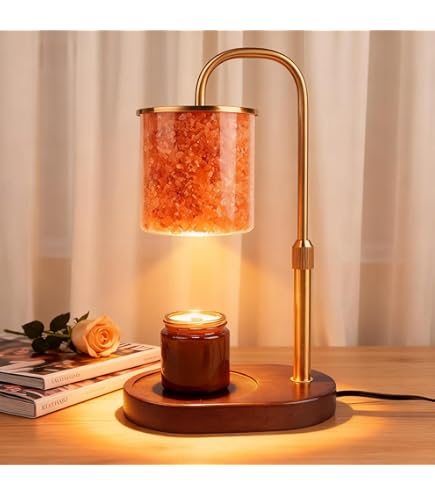 Candle Warmer Lamp - with timer 2H/4H/8H & dimmer,Height Adjustable Candle Warmer with 2 bulbs,Compatible with Large Jar Candles,Electric Candle Lamp Warmer gift for Mom and home decor