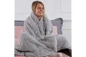 Brentfords Teddy Fleece Heavy Weighted Blanket for Adults Quilted Pockets Throw, Silver Grey, 150 x 200cm - 8kg (Disclaimer: Only suitable for age 3+ years)