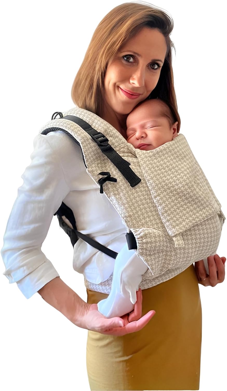 Amarsupiel - Mochila Porteo Bebe Evolutiva y Ergonomica - Cómoda y Fácil de Ajustar a la Espalda - Portabebes Recien Nacido de Algodón - Orgánico & Transpirable - Canguro para Bebe (Beige)
