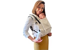 Amarsupiel - Mochila Porteo Bebe Evolutiva y Ergonomica - Cómoda y Fácil de Ajustar a la Espalda - Portabebes Recien Nacido de Algodón - Orgánico & Transpirable - Canguro para Bebe (Beige)