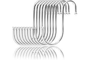 Juliyeh Ganchos en S resistentes, 10 ganchos colgantes de acero inoxidable en forma de S, ganchos de carnicero de metal para cocina, baño, dormitorio y oficina, 4 pulgadas (plateado)