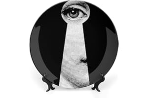 Fgjkt Piatto Lina Cavalieri, Piatto Decorativo da Parete, Decorazione da Appendere alla Parete con Piastra Facciale Misteriosa, Staffa Inclusa E Gancio A Molla Speciale,style-11,8inch