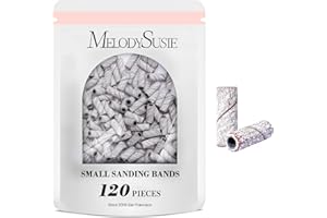 MelodySusie 120 Pieces Nail Drill Bits Small Sanding Bands for 3.1mm Mandrel Bit 240 Extremely Fine Grit Nail File for Acrylic Nails Gel Manicure and Pedicure Zebra (Sanding Bands Only)