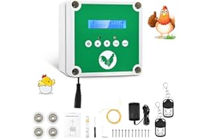 Couleeur Automatisches Hühnerhaus Hühnerklappe,Elektrische HühnerklappeTüröffner Hühnerstall mit Timer und 2 Fernbedienungen,Elektrisches Hühnerhaus zum Schutz der Hühner Grün(Enthält Keine Tür)