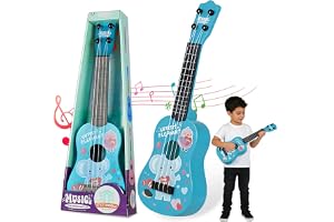 AM ANNA 17 Inch Toddler Ukulele Guitar Toy, Mini Toddler Ukulele 4 Strings Guitar Party Favor Kids Musical Instruments Educational Toys for Beginner Musical Learning Toy (Elephant)