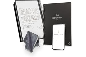 ‎ROCKETBOOK Rocketbook Core wiederverwendbares Spiral-Notizbuch, Format 15 cm x 22,4 cm, Schwarz – gepunktete Seiten, App-Konnektivität, löschbar, robuster Einband, ideal für Schule, Arbeit und kreative Projekte