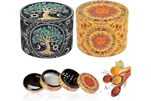 Lotvic Grinder, 2 Pezzi Macinino Polline, Macinino Erbe, Realizzato in Lega di Zinco, Versatile Vintage Macinino Metallo per Spezie Erbe Polline e Vaniglia con Raschietto Polline Giallo 50 mm