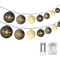 DeepDream Guirlande lumineuse en boules de coton, 5 m, 20 LED, 8 ...