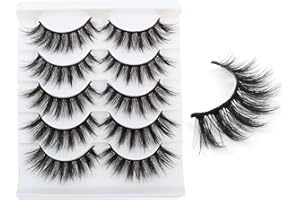 SIXSTARHAIR Faux Cils Naturel, Yeux de Biche 6D Léger Court 5 Paires 5D Réutilisable Dramatic œIl De Chat False Eyelashes Maquillage Cat Eye Fake Lashes Kit Fait à La Main Wispy Naturelle Faux-Cils