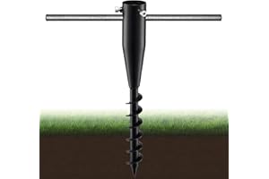 Starbover Beach Umbrella Ground Anchor, Heavy Duty Spiral Base for Ground Awnings, 43 cm Rust Resistant Metal Base for Garden, Beach & Lawn, Patios, Flags & Decorative Poles (Black)