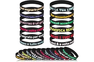 Otuuz 24 Braccialetti Bambini con Frasi Motivazionale Italiano Silicone Bracciale Amicizia Colorati Gadget Compleanno Bambini Regalo Fine Festa Compleanno Natale Adolescente Collega