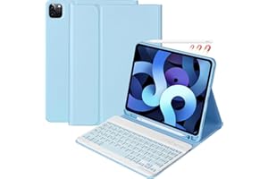 CC Store Teclado iPad Air 11(M2,2024/M3,2025), Funda Teclado para iPad Pro 11(2022/2021/2020/2018), iPad Air 5/4 Gen, Español Ñ, KeyboardInalámbrico Bluetooth Desmontable y Fundas con Soporte de Lápiz
