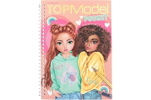 Depesche 13165 TOPModel Tascabile in Pratico Formato con 120 Pagine per disegnare Abiti, Libro da colorare con Foglio di Adesivi e Rilegatura a Spirale, Multicolore
