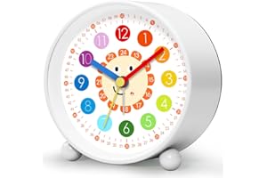 YsyYey Réveil Enfant Silencieux sans Tic-Tac, Réveil Analogique pour Apprentissage, Horloge Éducative Garçons et Filles, Facile à Lire, Cadeau Noël Anniversaire pour Enfants à Pile