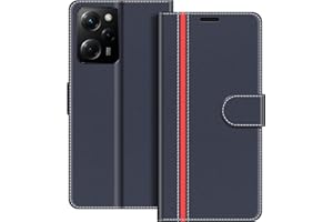 COODIO Funda para Xiaomi Poco X5 Pro 5G, Magnético Funda con Tapa para Xiaomi Poco X5 Pro 5G, Azul Oscuro/Rojo
