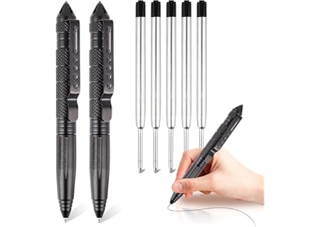 RNHDLY 2 stycken multiverktyg taktisk penna, taktisk kulspetspenna med 5 bläck refillförpackning, ta - Amazon Deal & Rabatt