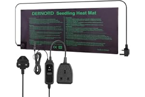 DERNORD Heat Mat Plant with Thermostat - Seedling Heated Propagators for Plants Chilli Kombucha Grass Seed Indoor Garden Shed Greenhouse Heating Pad