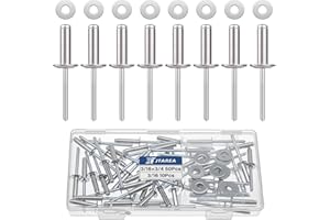 JTAREA 4,8 x 20 mm Edelstahl Blindnieten mit Unterlegscheiben Blindniete Großerkopf Nieten Popnieten Poppnieten Kernnieten mit Rundem Kopf (Packung mit 60 Stück)
