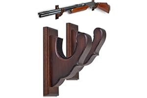 TESLYAR Soporte para armas Montaje en pared Exhibidores de sujeción Soporte horizontal para armas y ganchos de escopeta Almacene cualquier rifle Escopeta Madera dura