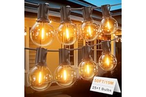 LONIUTO Catena Luminosa Esterno 15M,LED Catena Luminosa con 25+2 Luci G40, 2700K Bianco Caldo, IP45 Per Giardino, Terrazza e Feste