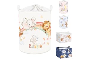 Clastyle Ceste Biancheria Bambini Animale Addormentato Cestino Giocattoli Vestiti Impermeabile per Ragazzo Ragazza Cestino Portaoggetti per Bagno Cameretta Bucato, Arcobaleno, 40 * 50 cm
